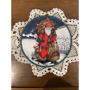 ROYAL NORFOLK Signed Mary Parker , Santa Claus Christmas Night DISPLAY PLATE  8"